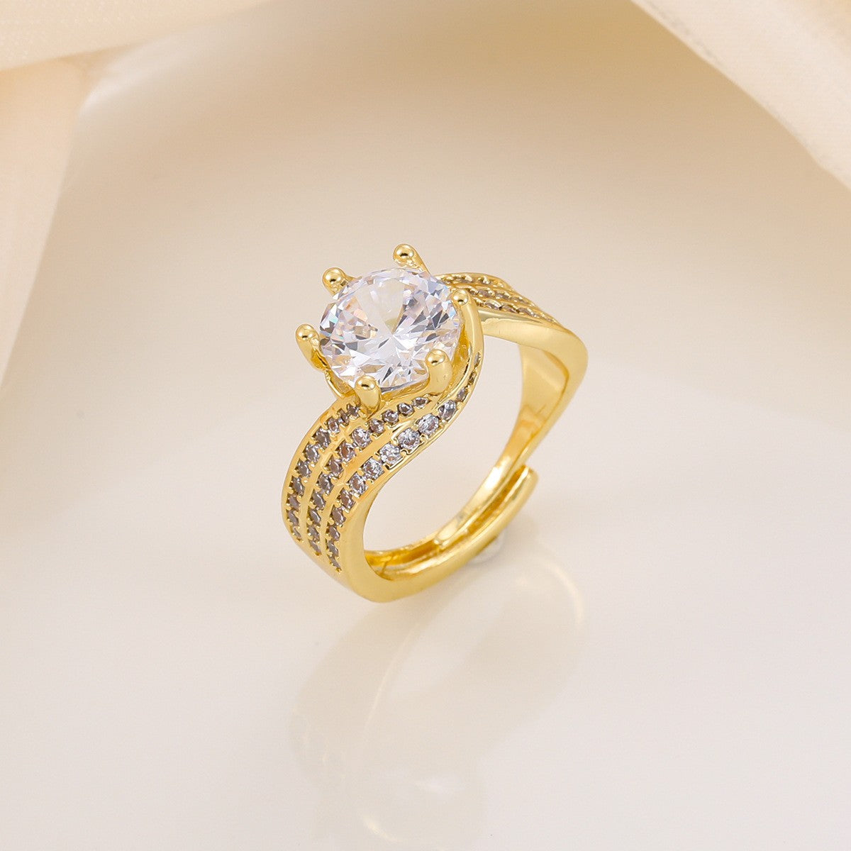 Classy Twisted Band Solitaire Ring