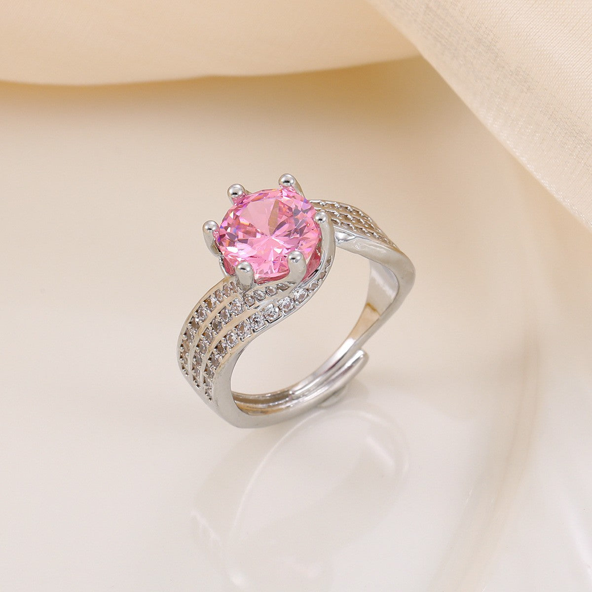 Classy Twisted Band Solitaire Ring