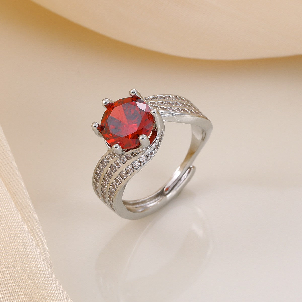 Classy Twisted Band Solitaire Ring