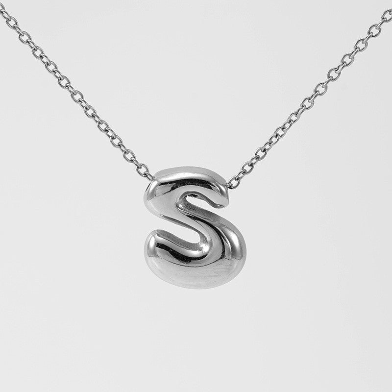 18k Dainty Bubble Letter Initial Necklace