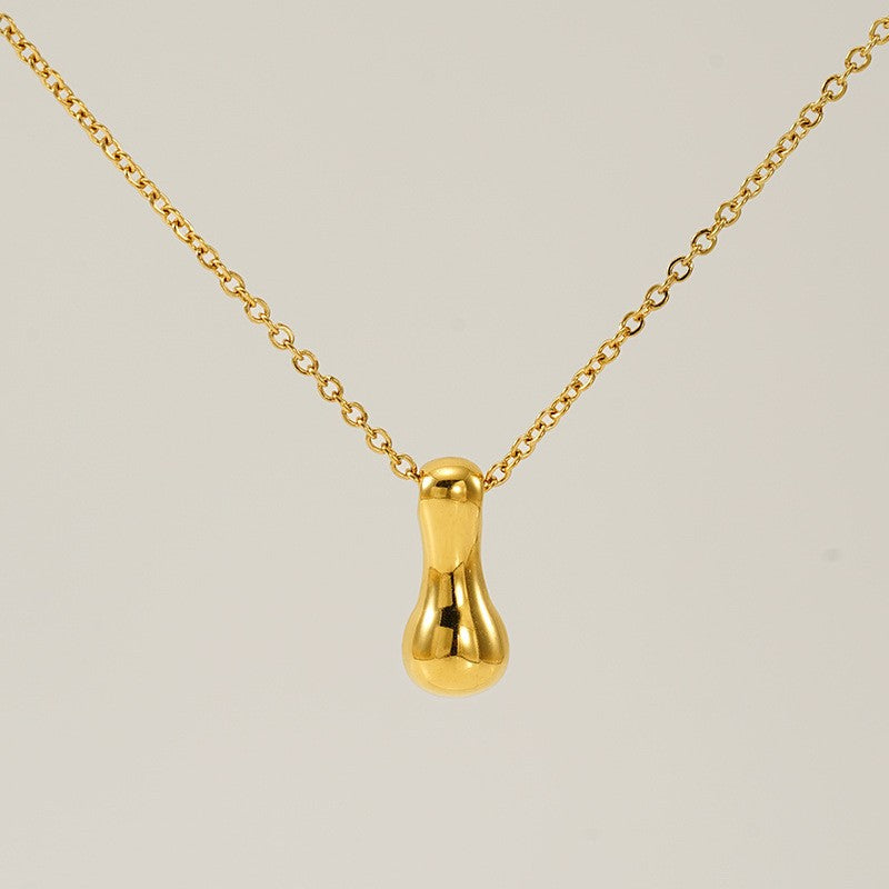18k Dainty Bubble Letter Initial Necklace