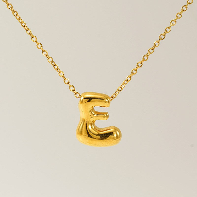 18k Dainty Bubble Letter Initial Necklace