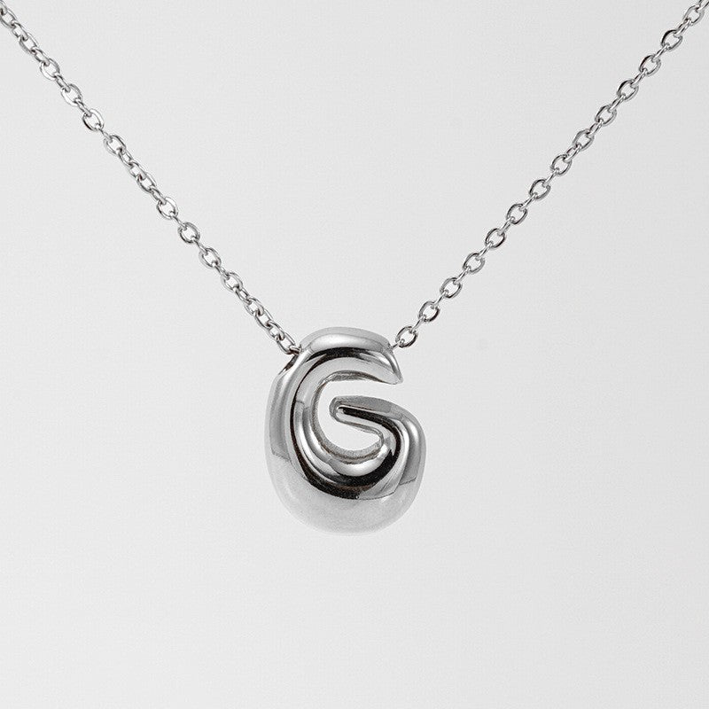 18k Dainty Bubble Letter Initial Necklace