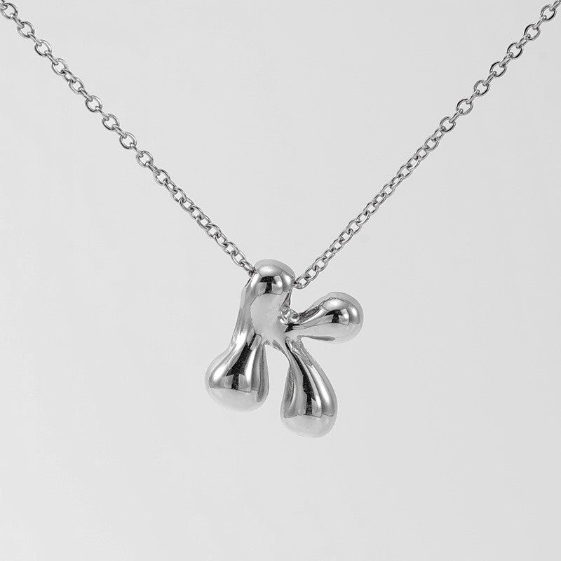 18k Dainty Bubble Letter Initial Necklace