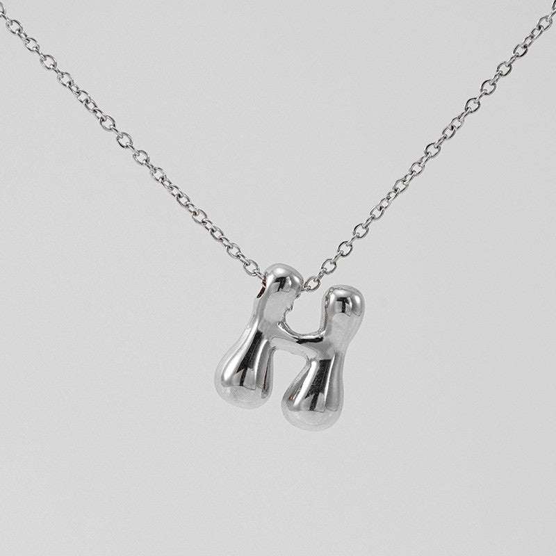 18k Dainty Bubble Letter Initial Necklace