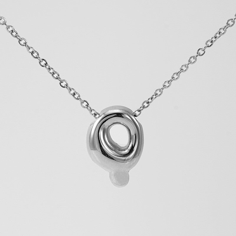 18k Dainty Bubble Letter Initial Necklace