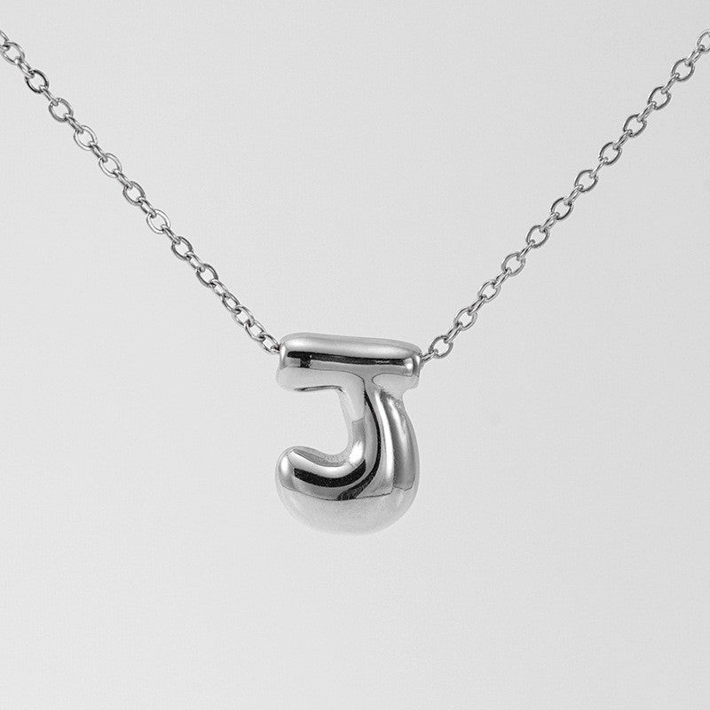 18k Dainty Bubble Letter Initial Necklace