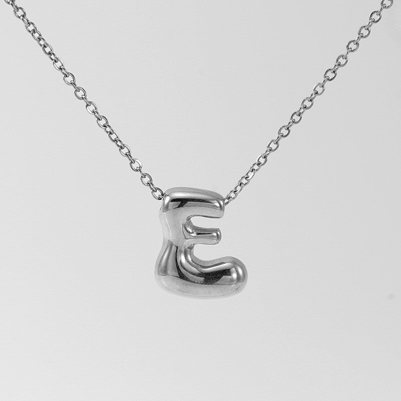18k Dainty Bubble Letter Initial Necklace