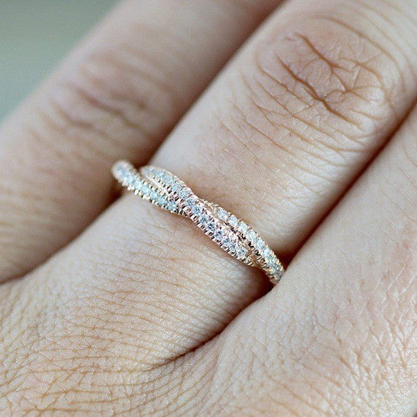 Romantic Twisted Pave Band Ring