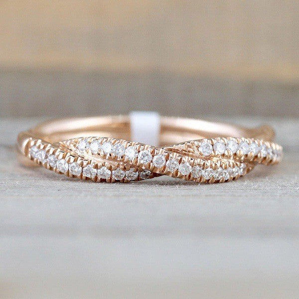 Romantic Twisted Pave Band Ring