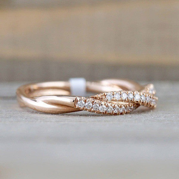 Romantic Twisted Pave Band Ring