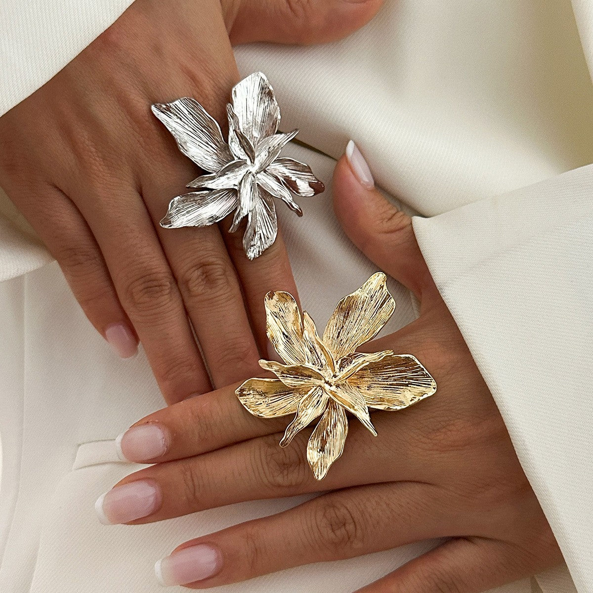 Romantic Sculptural Floral Statement Ring