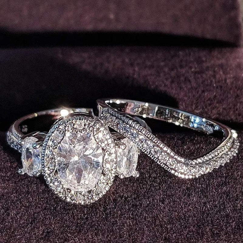 Classy Oval Cut Bridal Ring Set