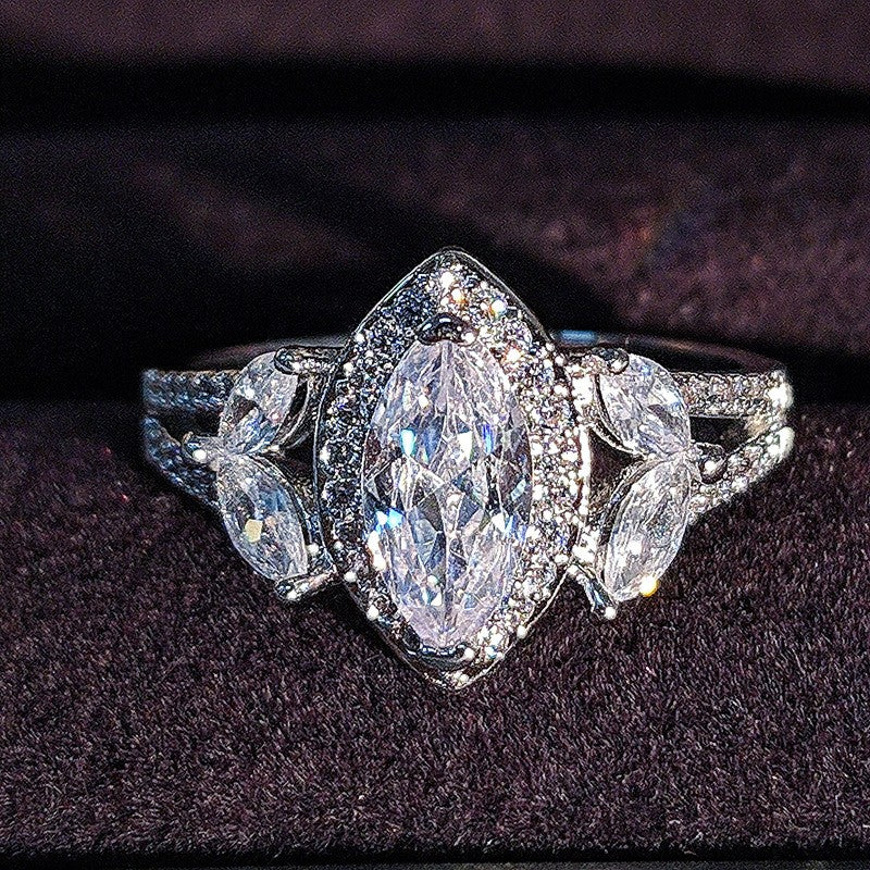 Classy Marquise Zirconia Halo Ring