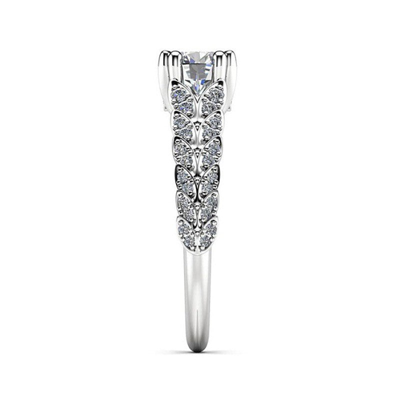 Elegant Wheat Ear Pavé Ring