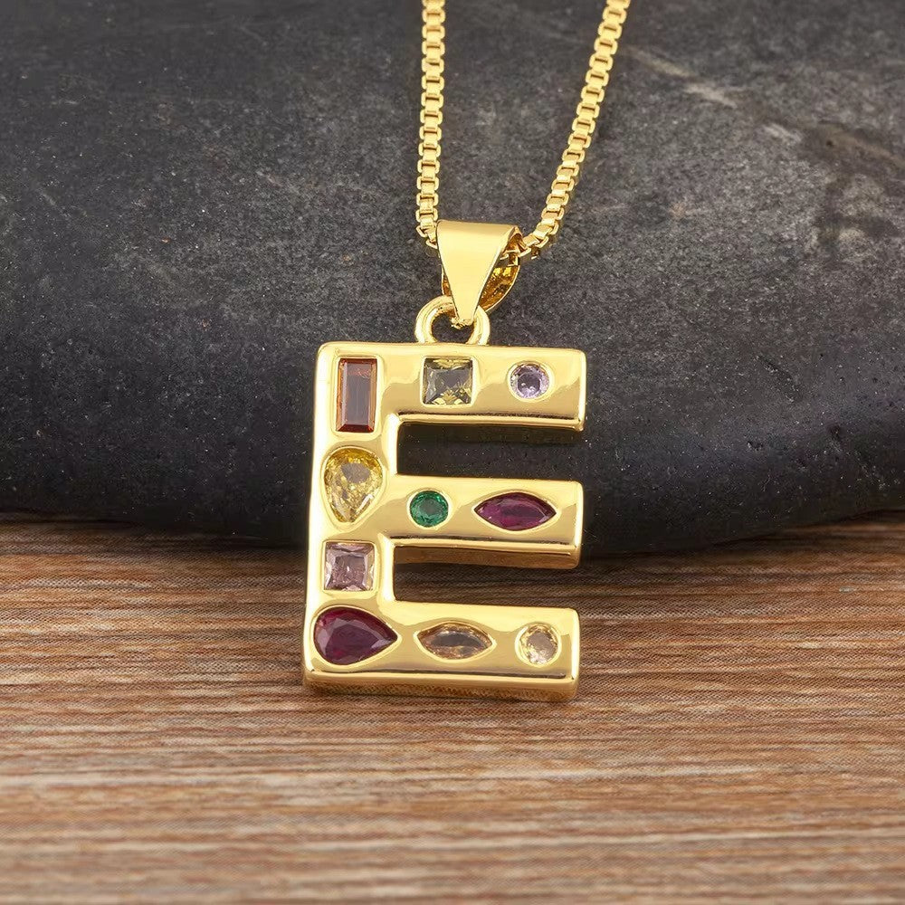 Classy Multicolor CZ Initial Letter Necklace