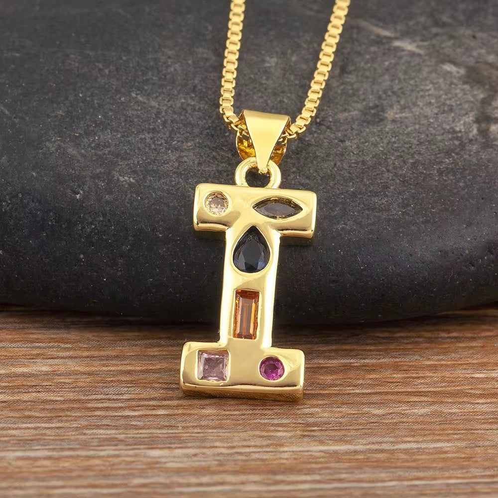 Classy Multicolor CZ Initial Letter Necklace