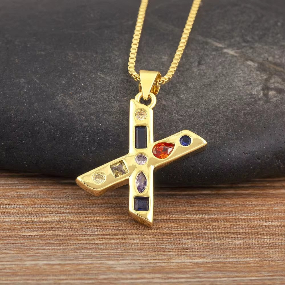 Classy Multicolor CZ Initial Letter Necklace