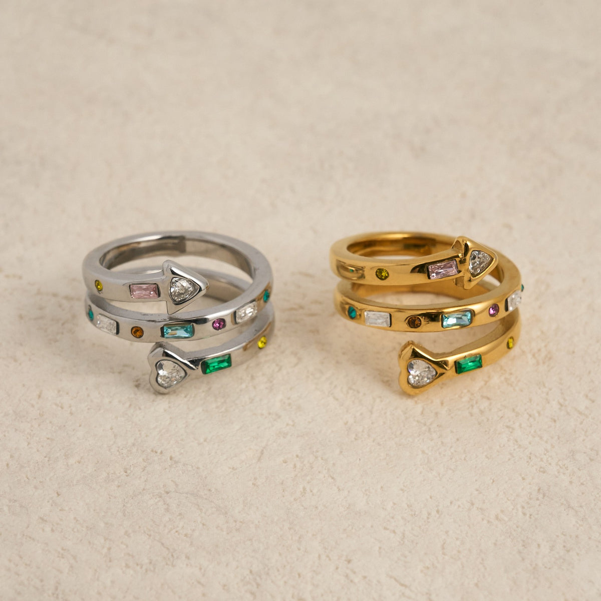 Classy Colorful CZ Arrow Ring