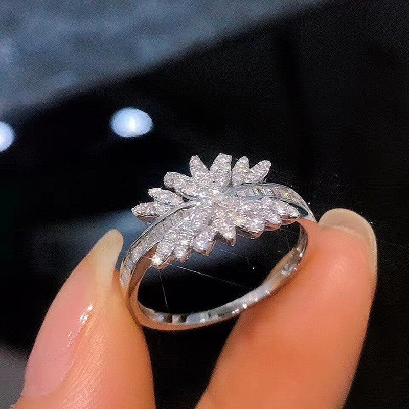 Classy Pave Zircon Flower Ring