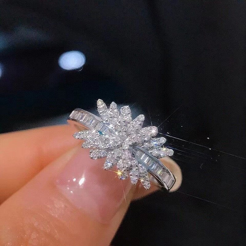 Classy Pave Zircon Flower Ring