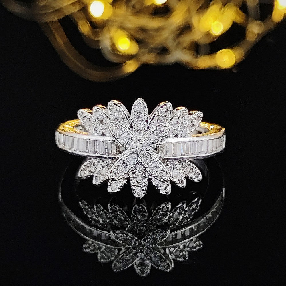 Classy Pave Zircon Flower Ring