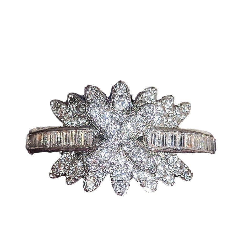 Classy Pave Zircon Flower Ring