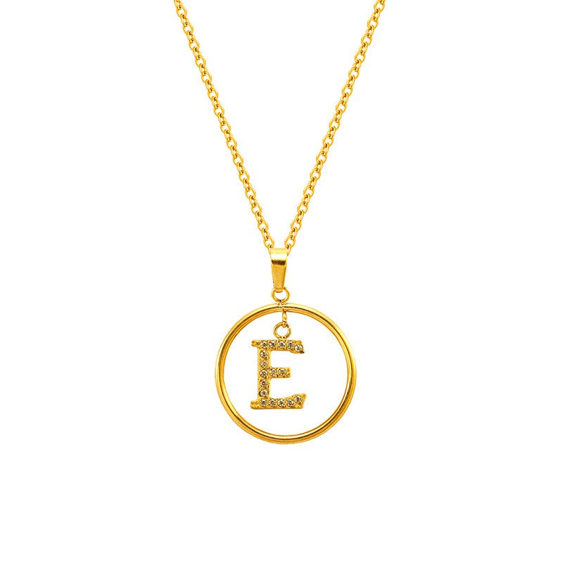 18k Dainty Circle Letter Initial Necklace