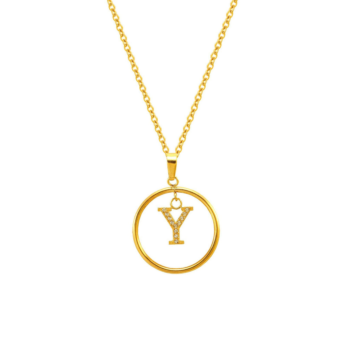 18k Dainty Circle Letter Initial Necklace