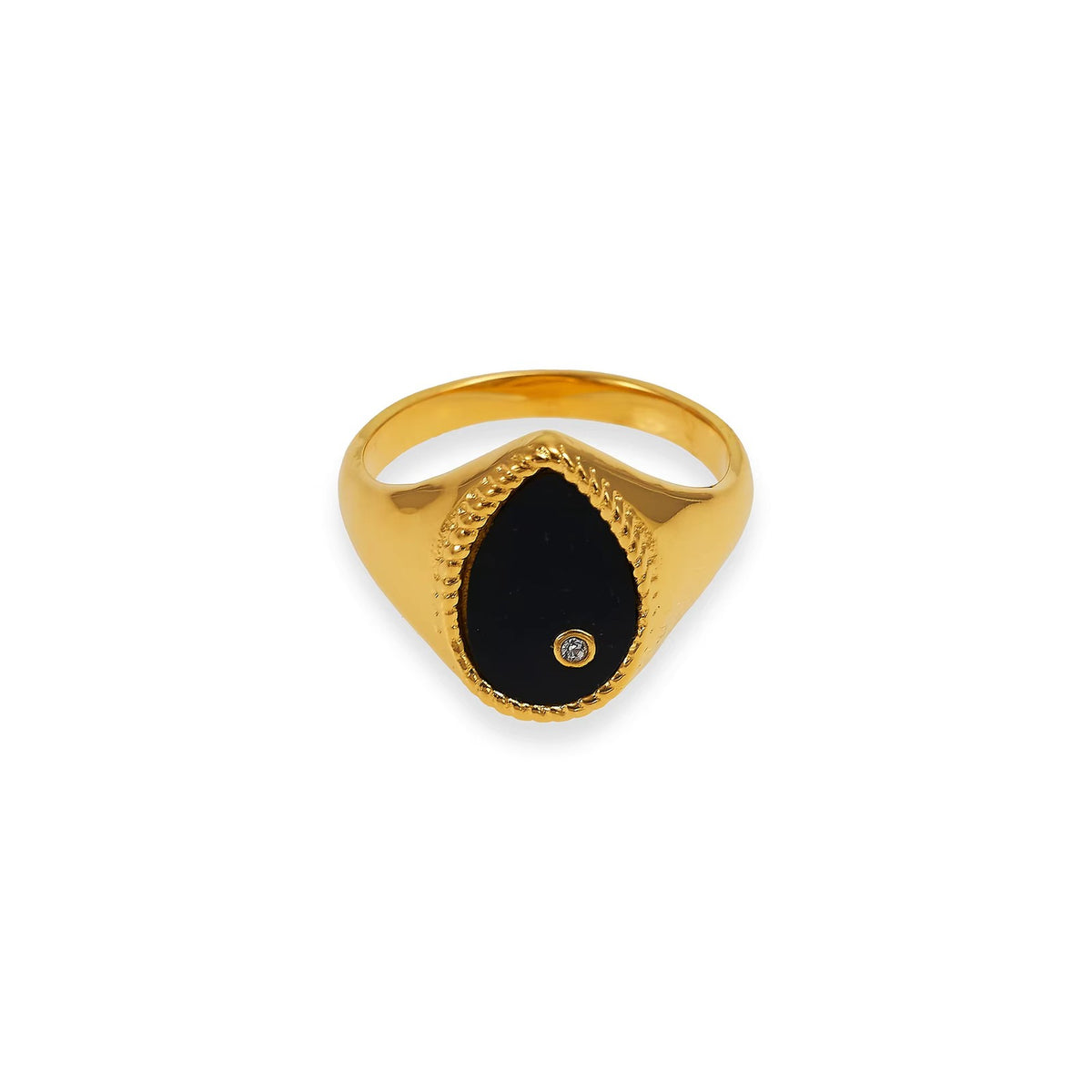 18k Classy Teardrop Inlay Ring