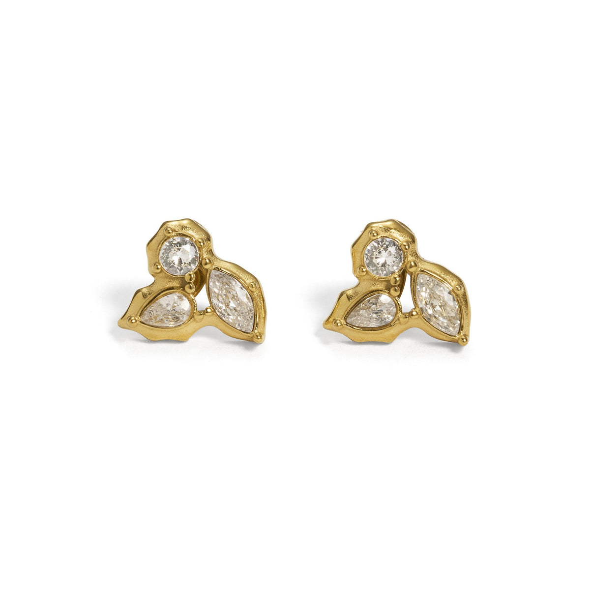 18k Dainty Geometric Zirconia Stud Earrings