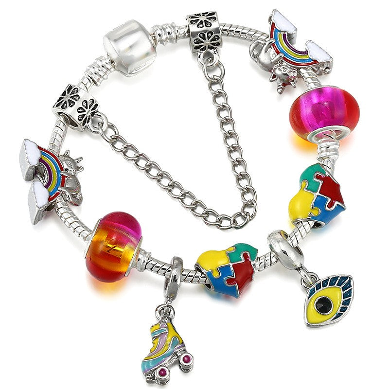 Playful Colorful Bead Charm Bracelet