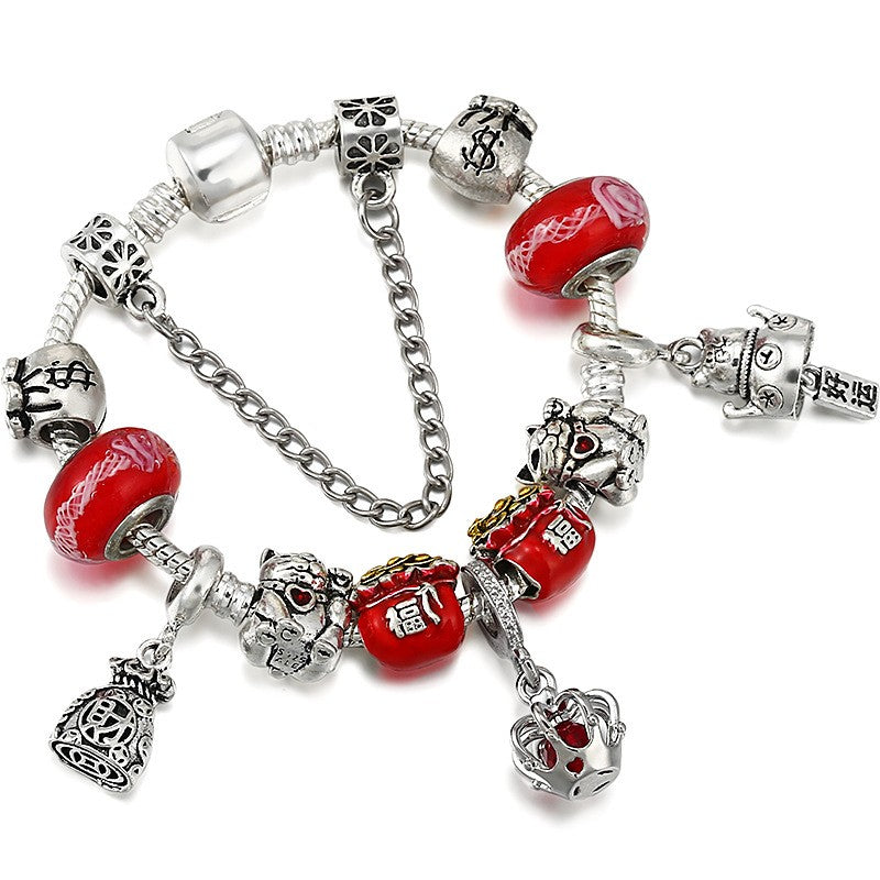 Playful Colorful Bead Charm Bracelet