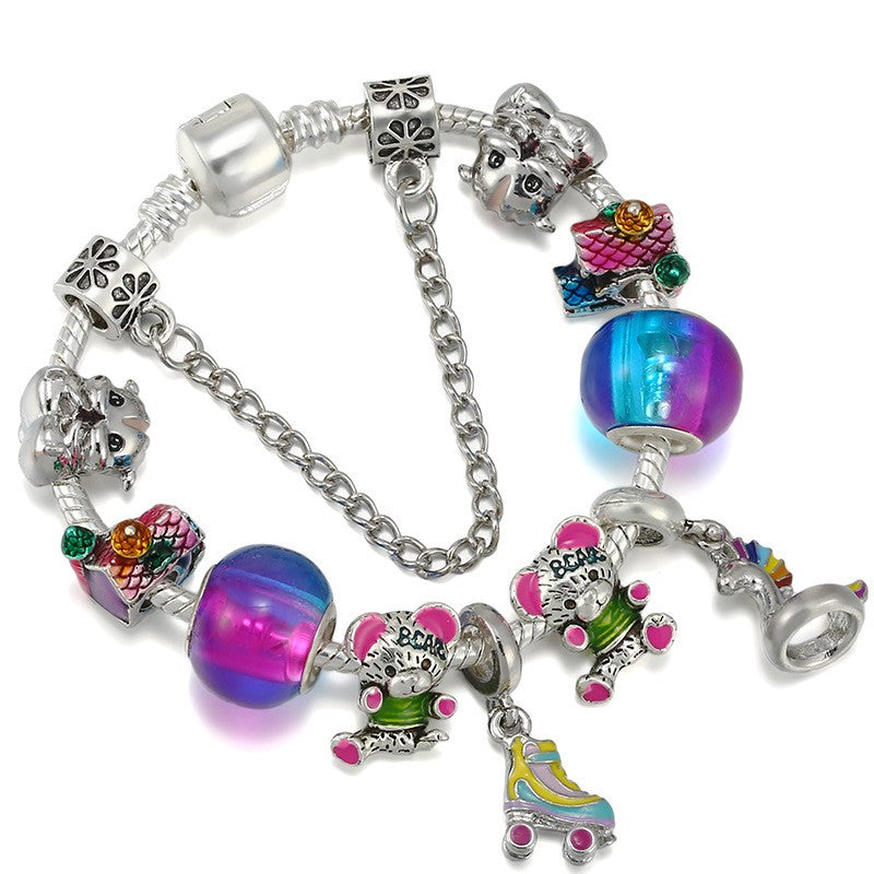 Playful Colorful Bead Charm Bracelet