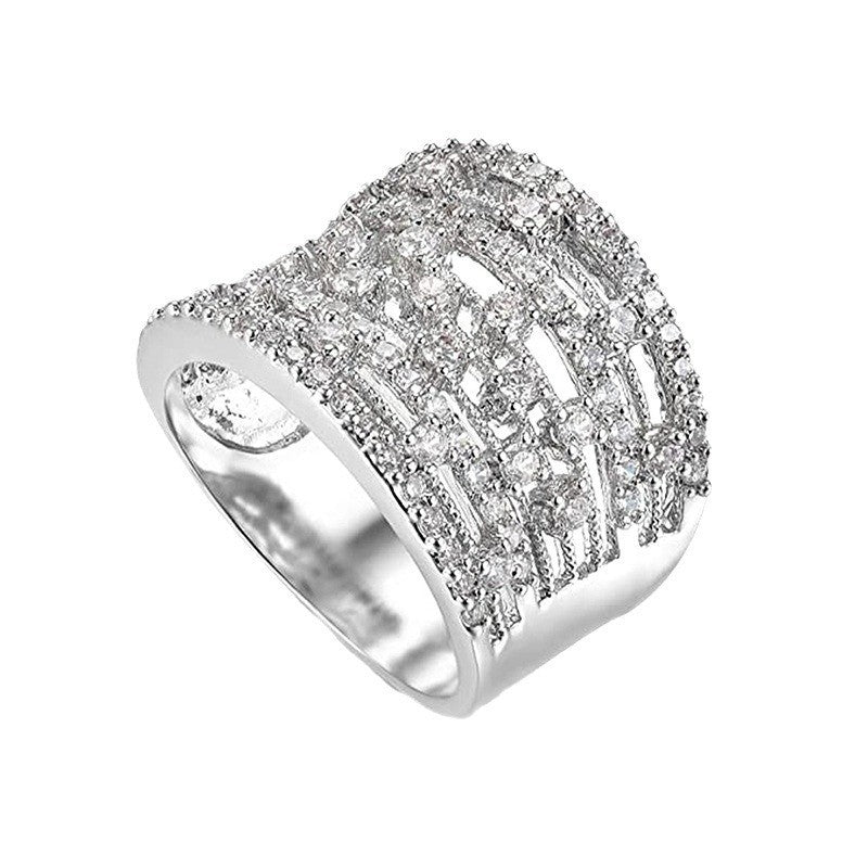 Classy Geometric Pave Wide Ring