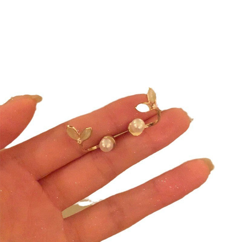 Dainty Faux Pearl Fishtail Ear Jacket Earrings