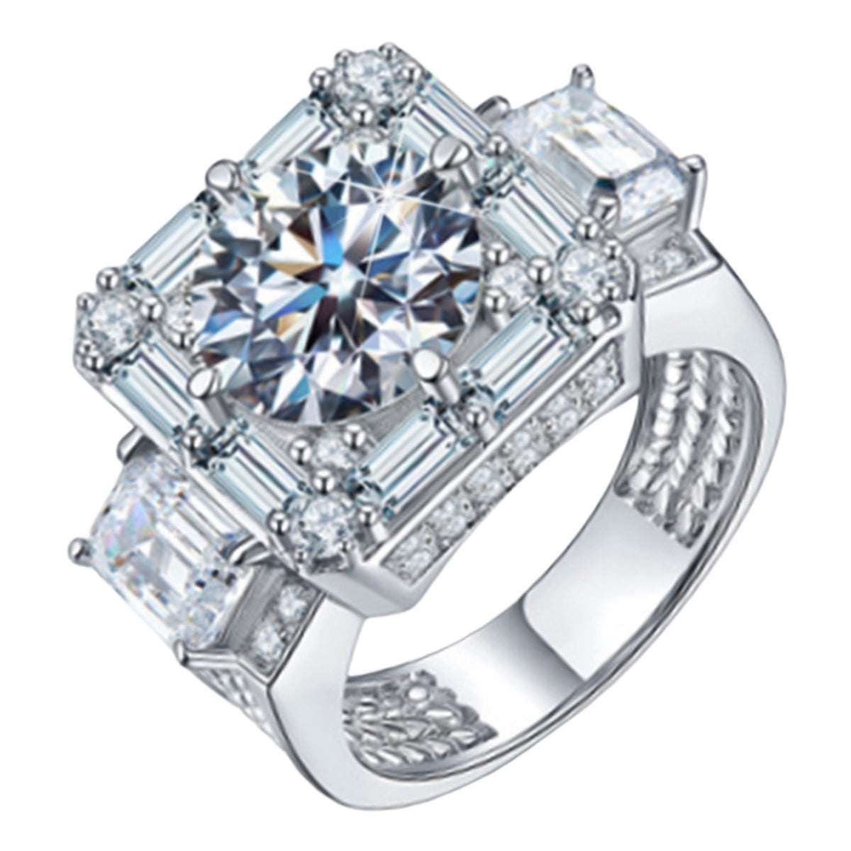 Classy Baguette & Round Zirconia Ring
