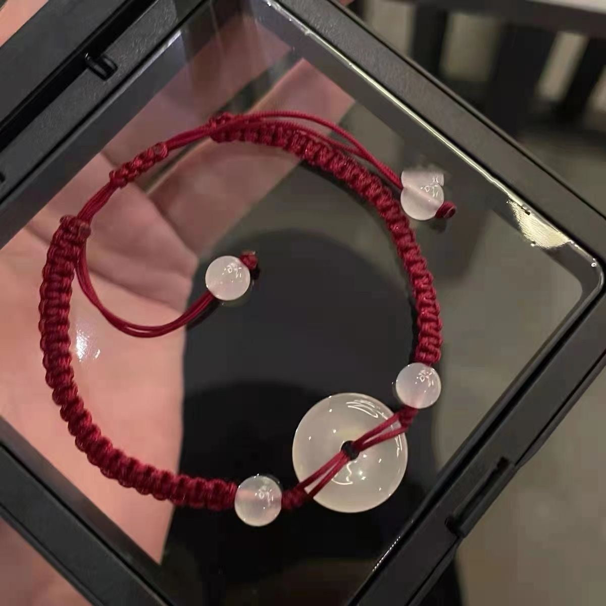 Dainty Braided Jade Donut Bracelet
