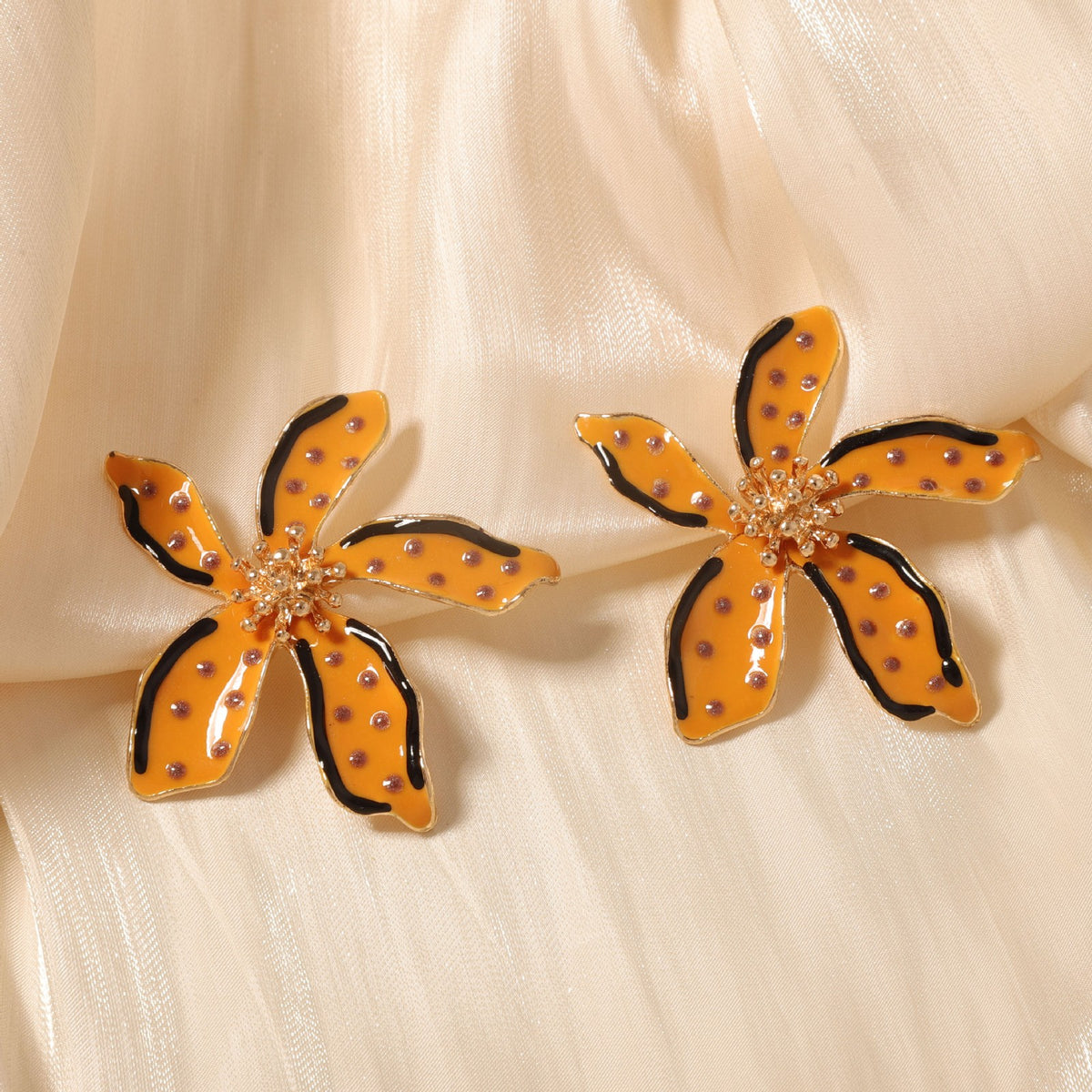 Classy Multicolor Polka Dot Flower Stud Earrings
