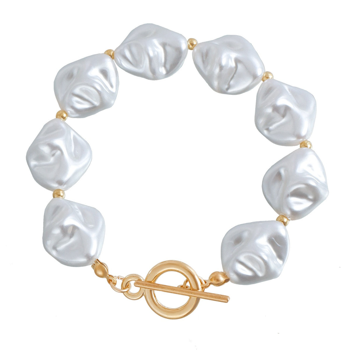 Classy Irregular Faux Pearl OT Toggle Necklace