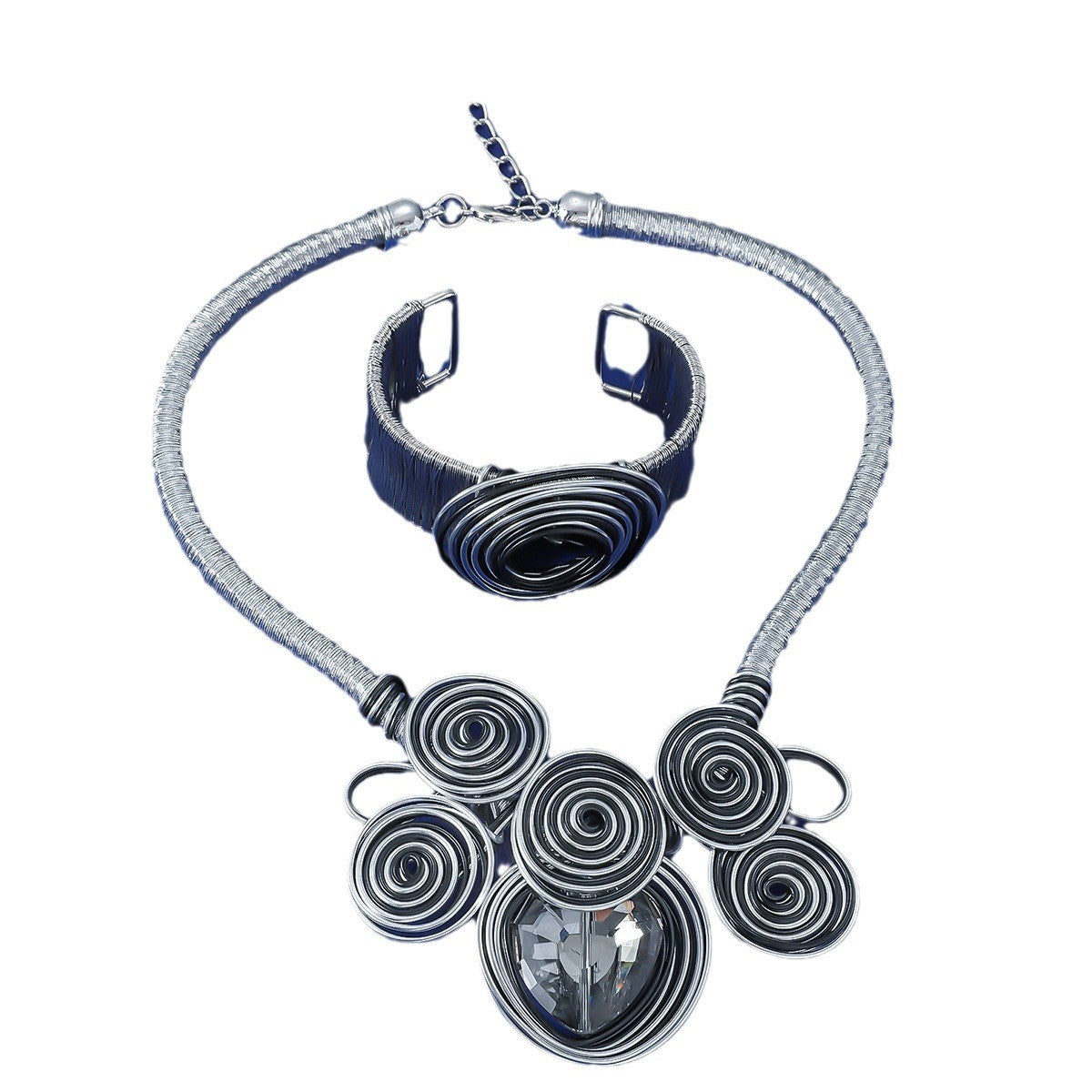 Boho Geometric Glass Necklace Bracelet Set