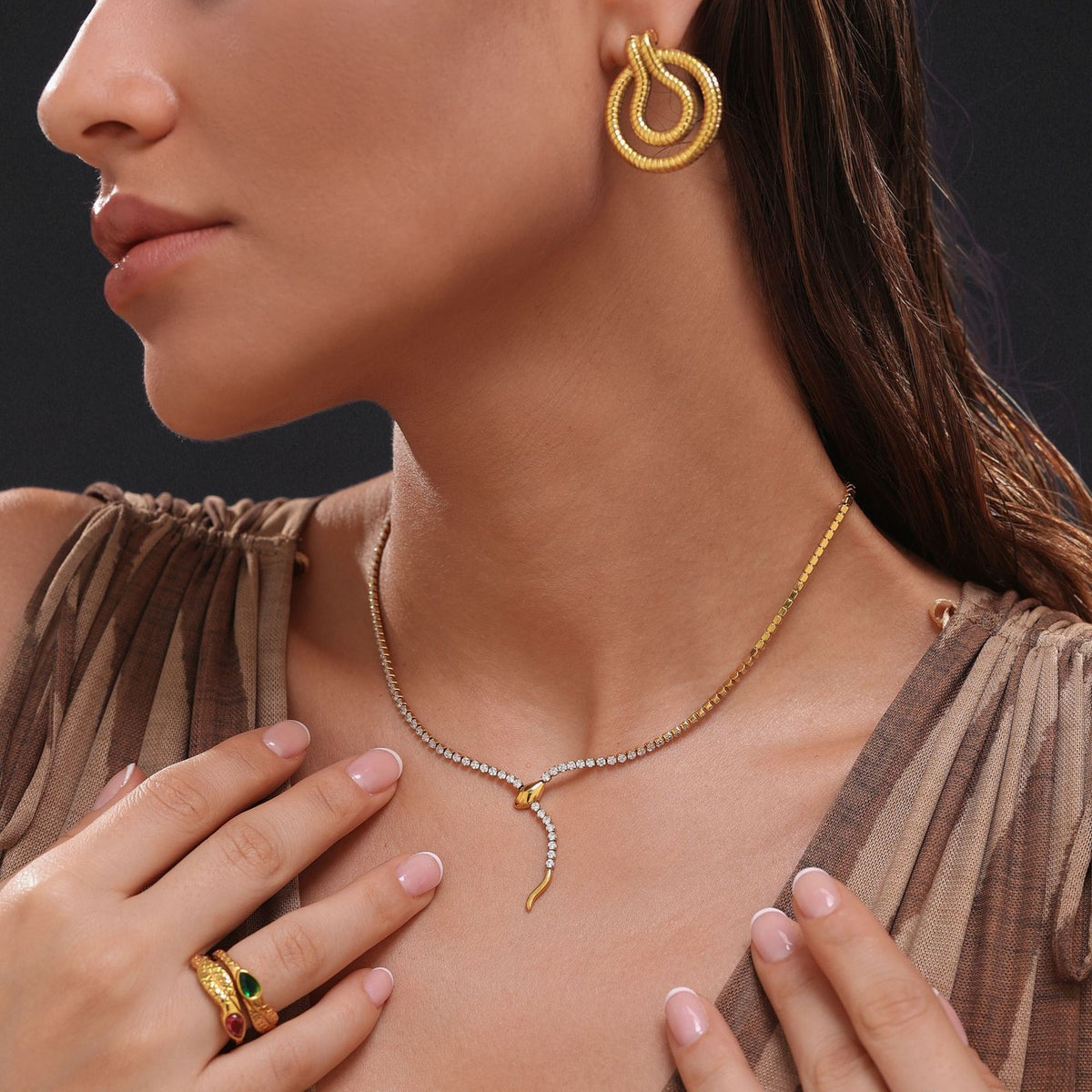 Classy Vintage Serpent Tennis Necklace