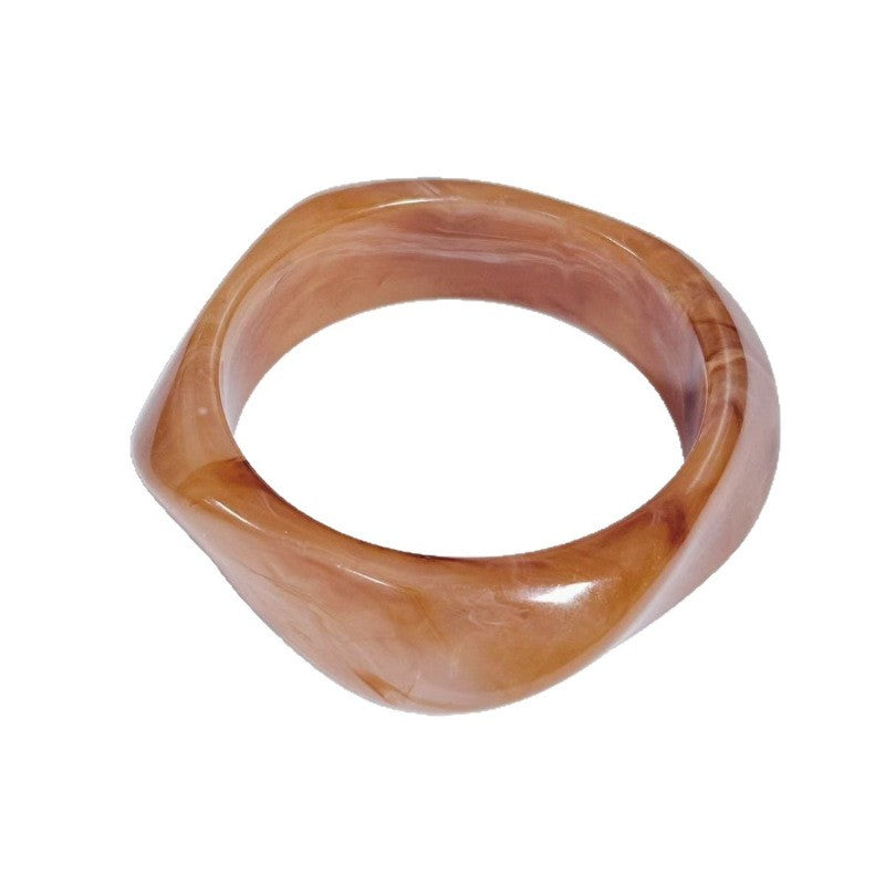Classy Marbled Geometric Resin Bangle Set