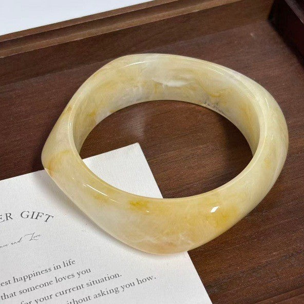 Classy Marbled Geometric Resin Bangle Set