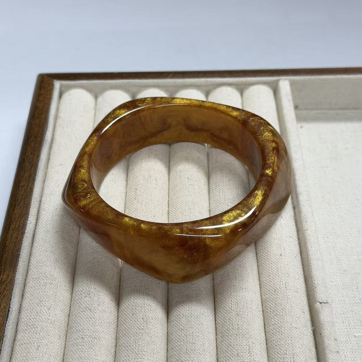 Classy Marbled Geometric Resin Bangle Set