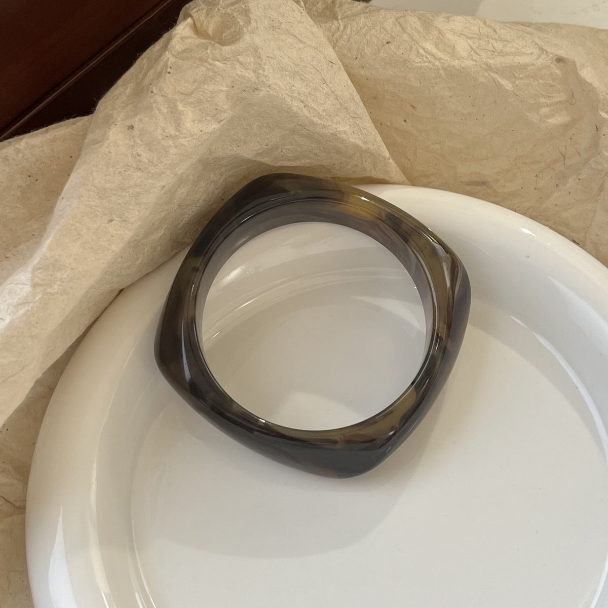 Classy Marbled Geometric Resin Bangle Set