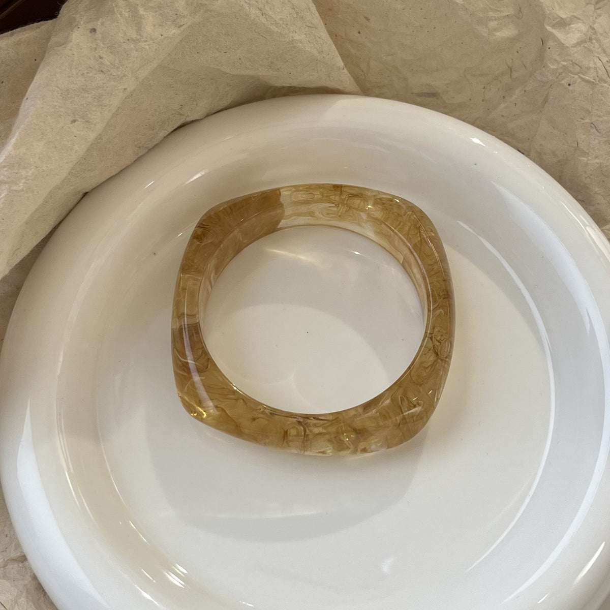 Classy Marbled Geometric Resin Bangle Set