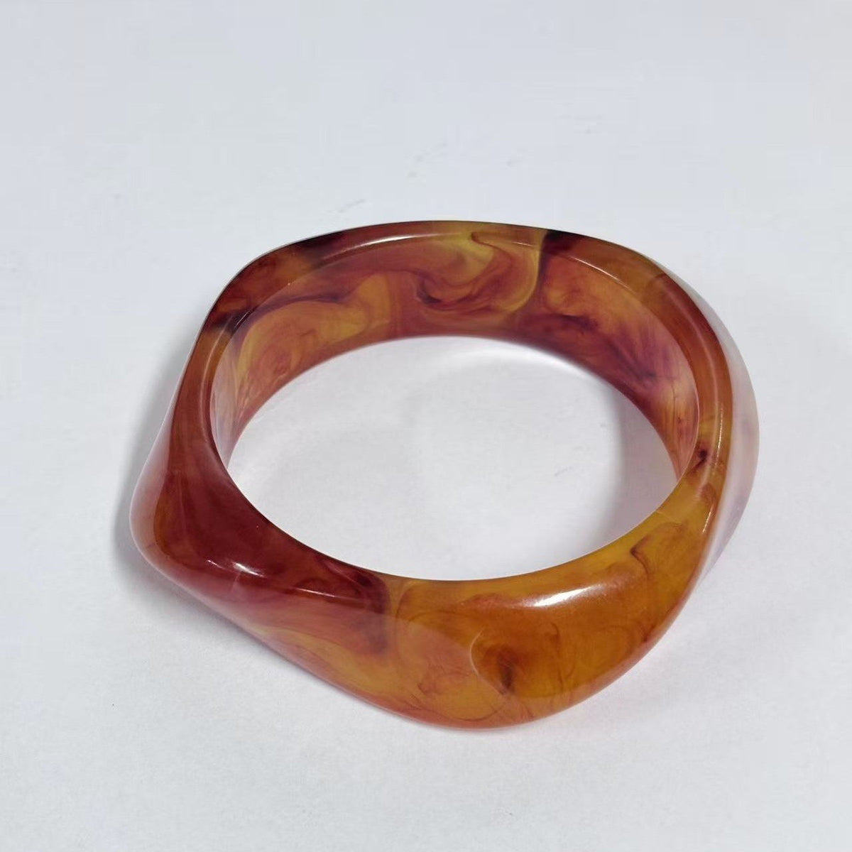 Classy Marbled Geometric Resin Bangle Set
