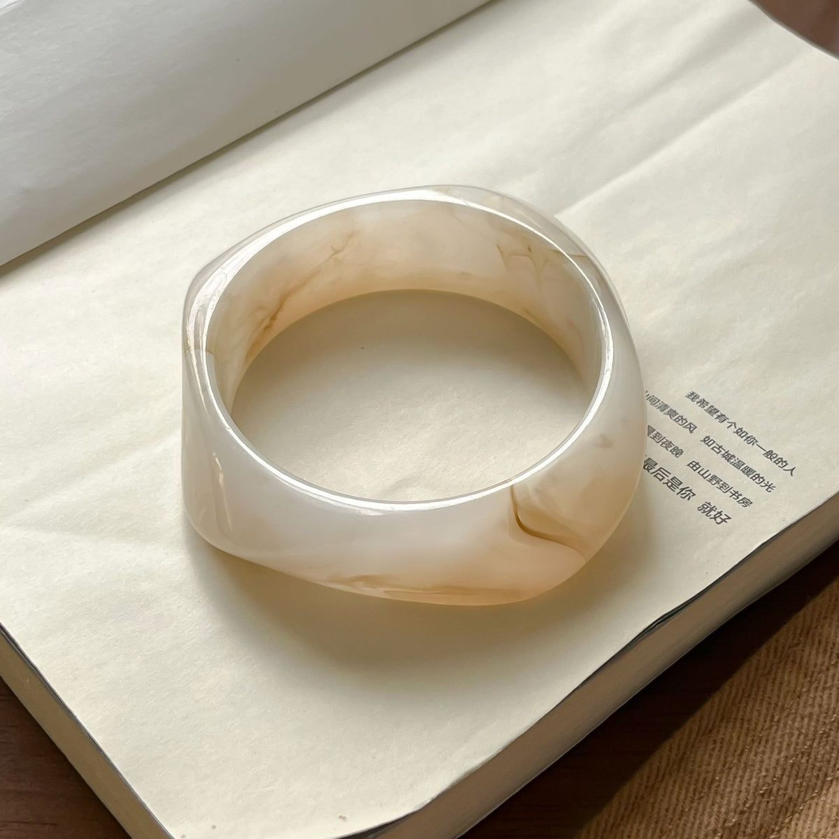 Classy Marbled Geometric Resin Bangle Set