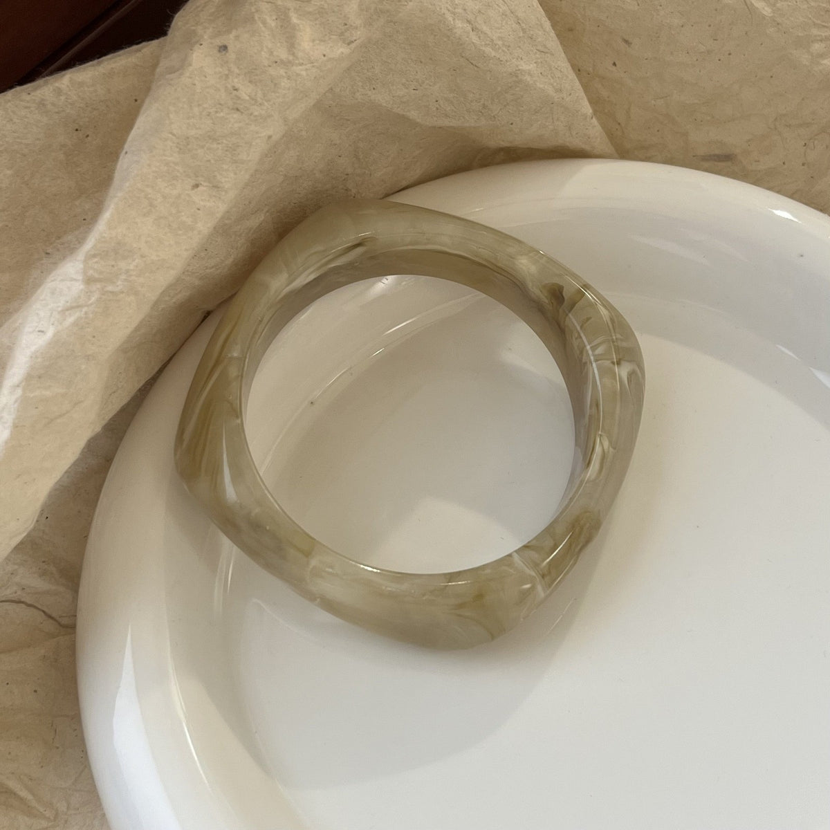 Classy Marbled Geometric Resin Bangle Set